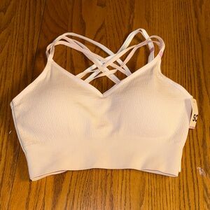 SO Ribbed Sports Bra in Dreamcloud and white. NWT 2-pack